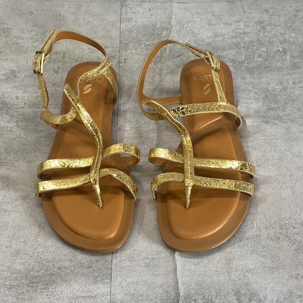 Sarto By Franco Sarto Women's Gold Gemelli Round-Toe Strappy Flat Sandals SZ 6.5 - Picture 3 of 11
